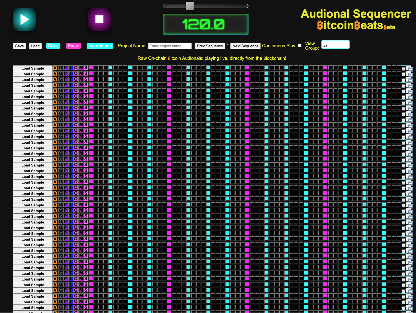Audionals Sequencer interface